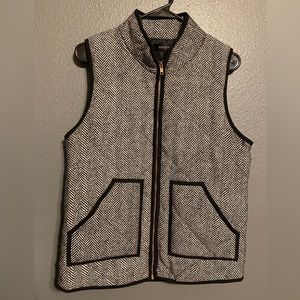 Black and White Zip Up Sweater Vest